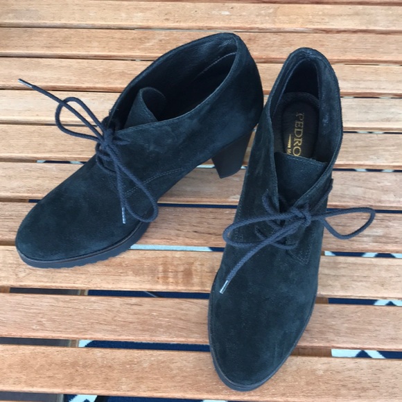 Shoes - Black Suede High Heel Booties, Size 39 (US 9)